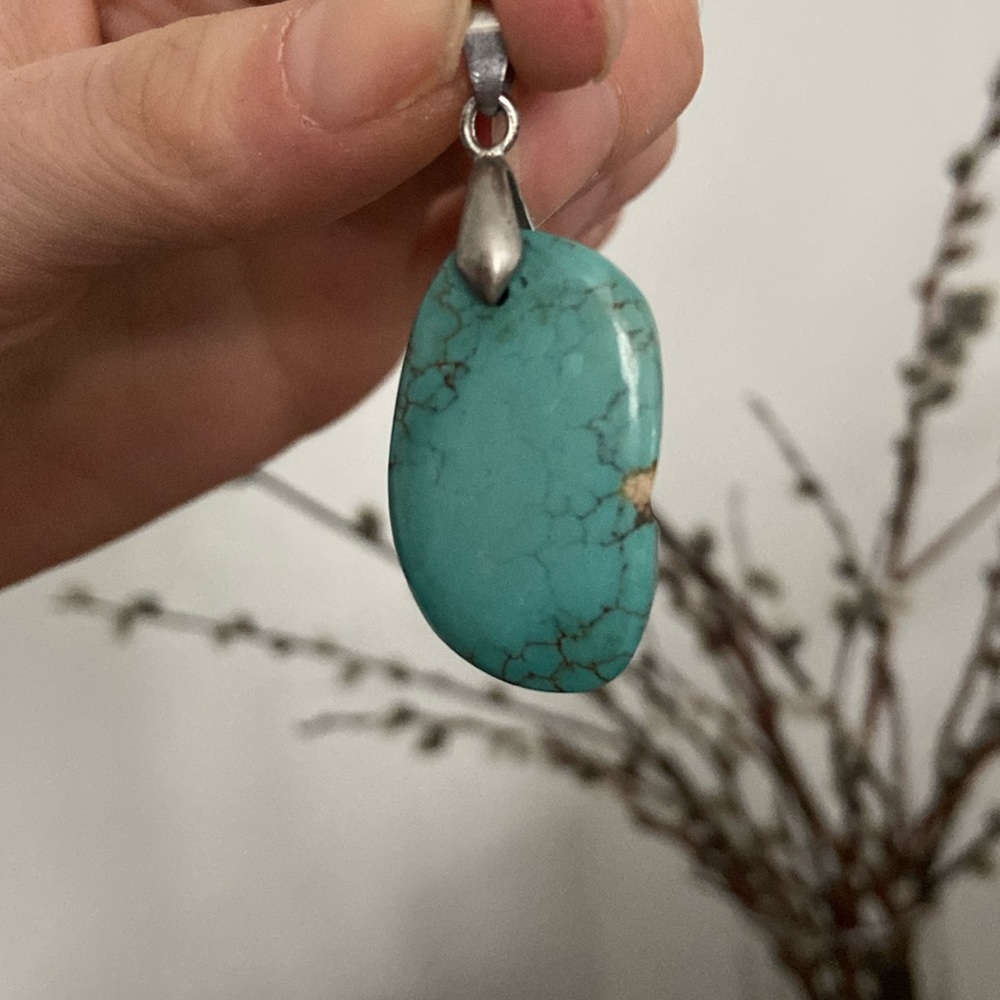 Raw Blue Turquoise pendant